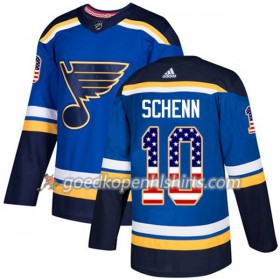 St. Louis Blues Brayden Schenn 10 Adidas 2017-2018 Blauw USA Flag Fashion Authentic Shirt - Mannen